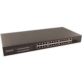 24-портовый неуправляемый PoE коммутатор OSNOVO SW-62422/B (330W) Fast Ethernet купить по лучшей цене